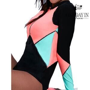 CharmLeaks Long Sleeve Rash Guard One Piece Swimsuit Size S